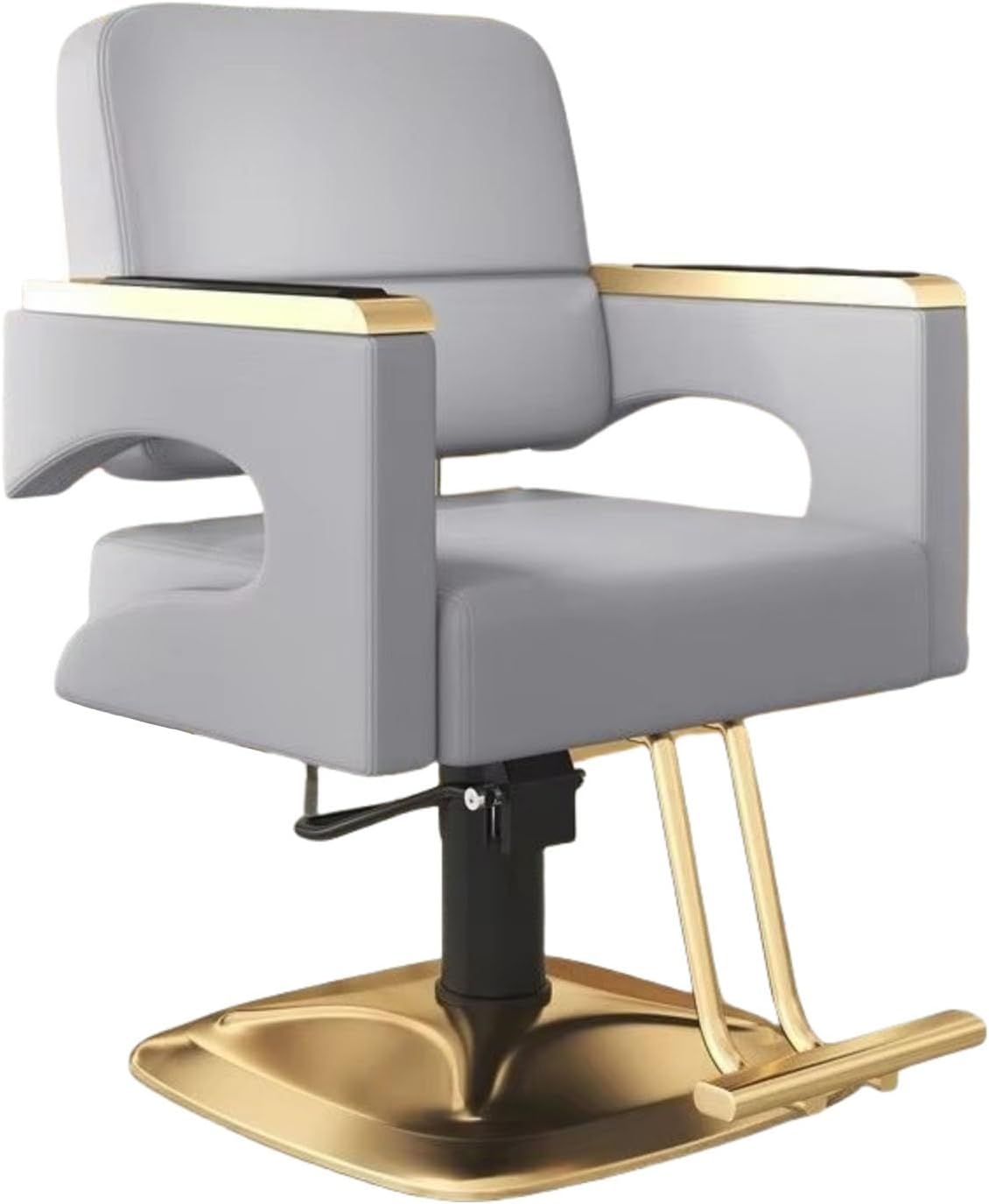 Barber & Salon Chair - Premium PU Leather with Hydraulic Lift & 360 Rotation for Spa, Beauty & Tattoo Shops,Silver