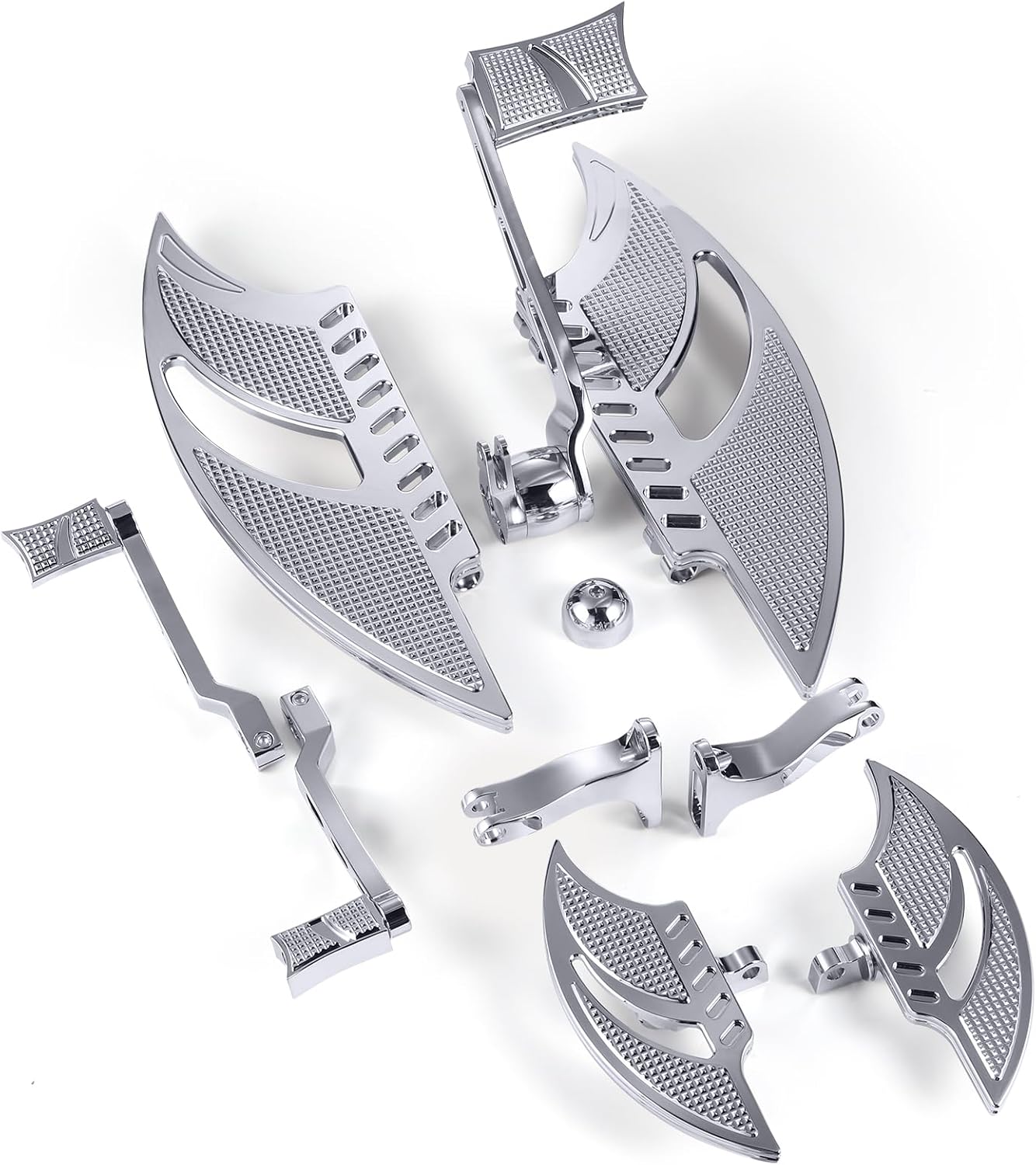 for Harley Floorboards Touring Street Road Glide for Harley Davidson Passenger Floorboards Motorcycle Footboards (Chromed, Comb sets-14-UP Touring)