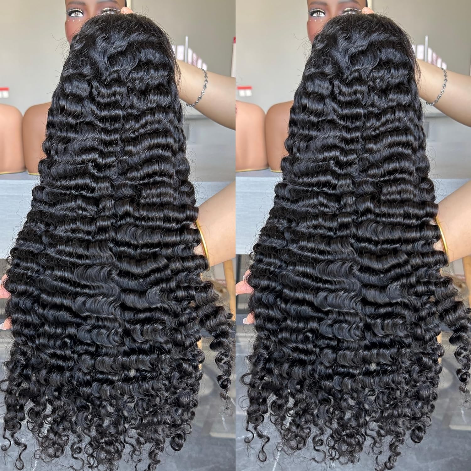 HD Swiss Lace 13x6 Lace Frontal Wig Burmese Curly Wig Human Hair More Fuller 180% Density Pre-Plucked Hair Line for Black Women with Baby Hair (HD 13x6 Burmese curl, 34inch)